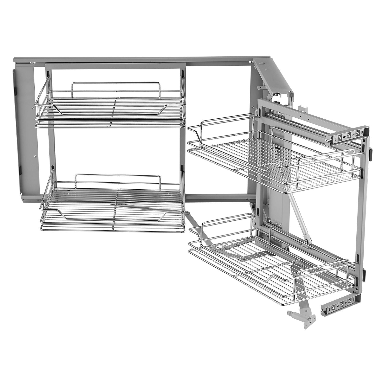 18in Blind Corner Pull Out Cabinet Organizer 4 Shelf Chrome Kitchen Storage