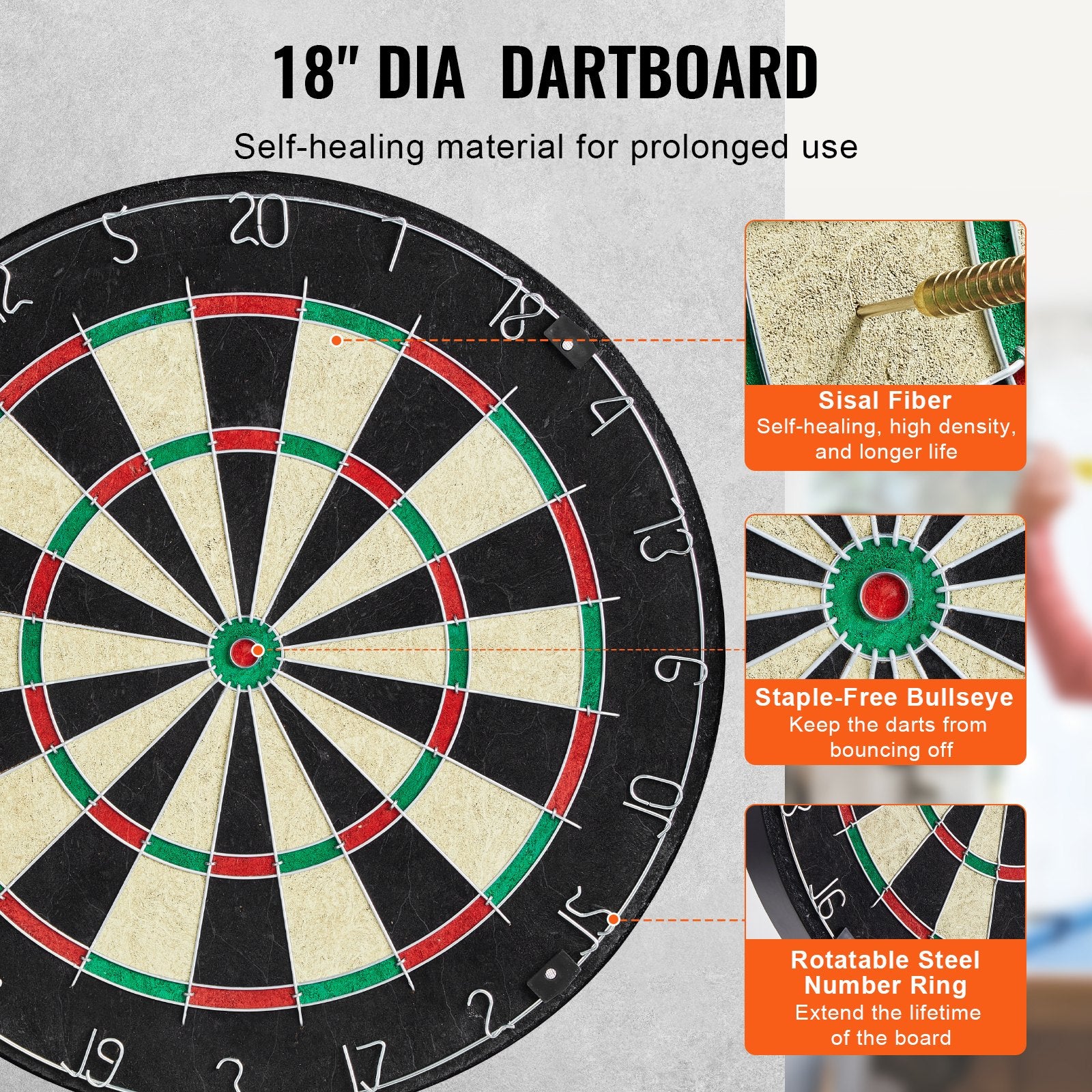 Dartboard and Cabinet Set Official Size Complete Accessory Steel Tip Dart