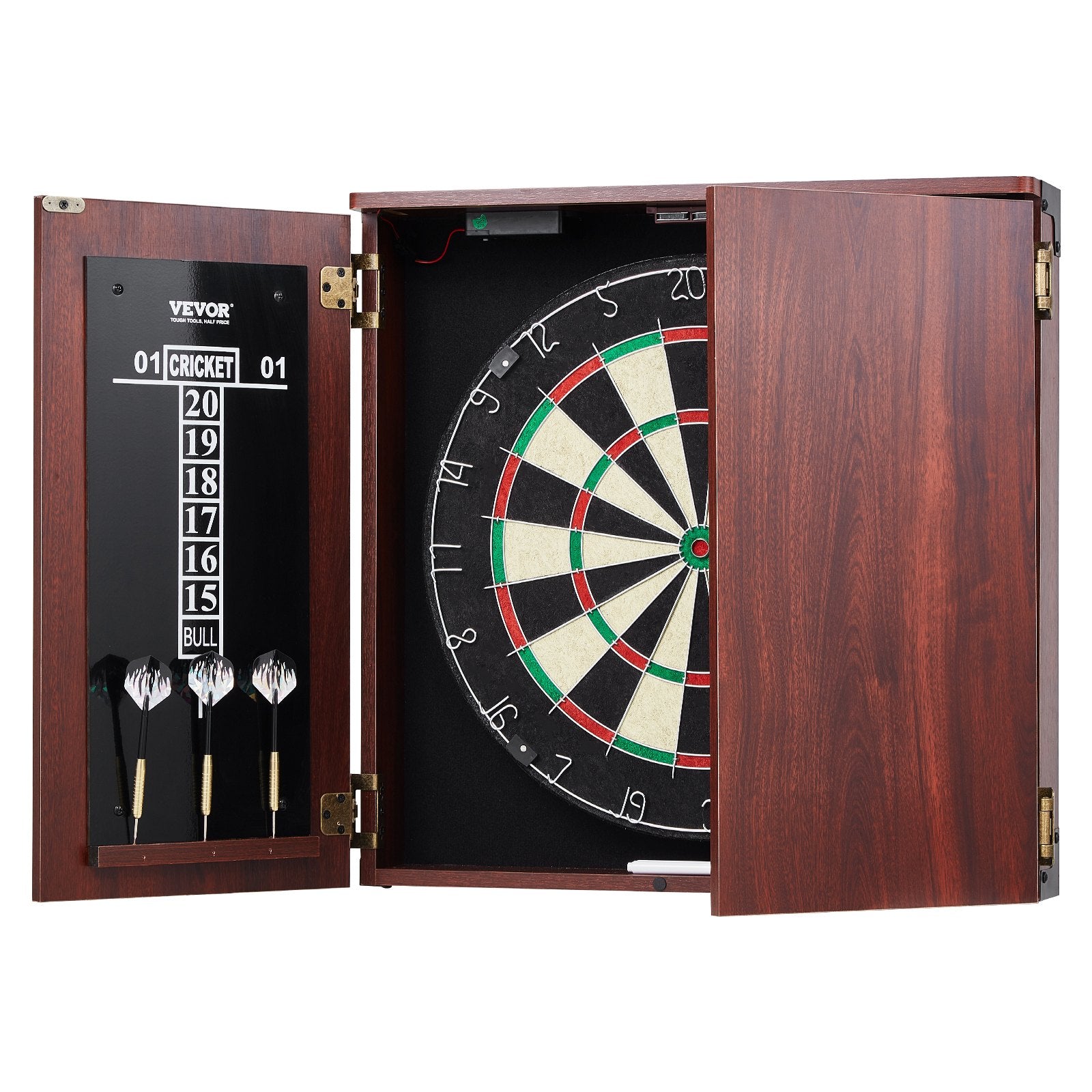 Dartboard and Cabinet Set Official Size Complete Accessory Steel Tip Dart