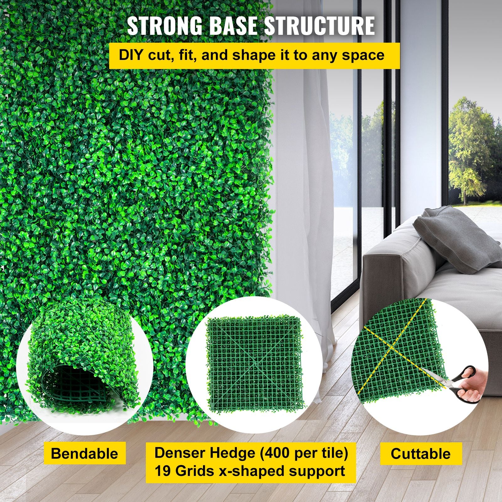 14PCS Artificial Boxwood Hedge Wall Panels 50x50cm Privacy Screen Green