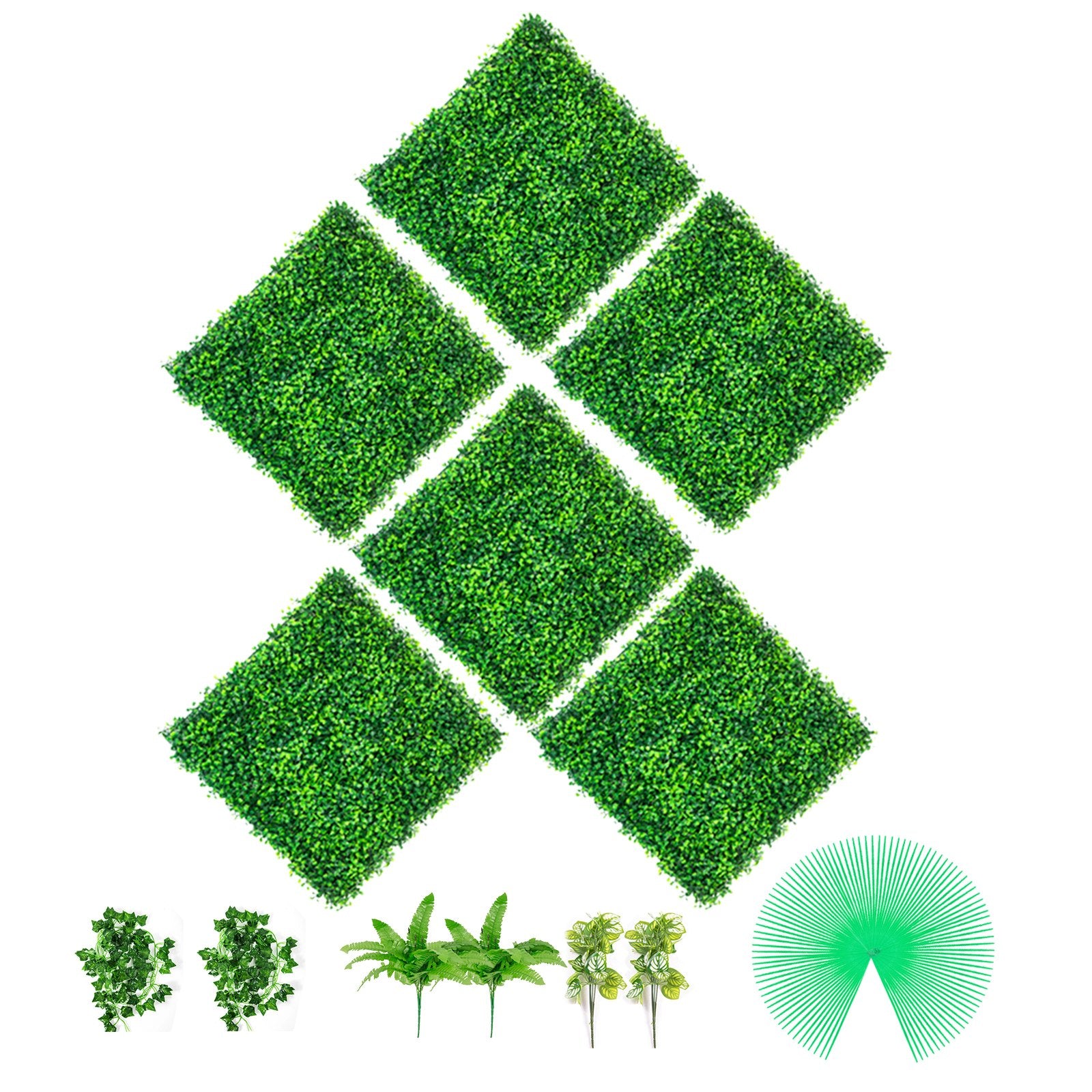 Artificial Boxwood Panels, 6 PCS50.8x50.8cmBoxwood Hedge Wall Panels, PE Artificial Grass Backdrop Wall 4 cm, Privacy Hedge Screen for Decoration of Outdoor, Indoor, Garden, Fence, and Backyard