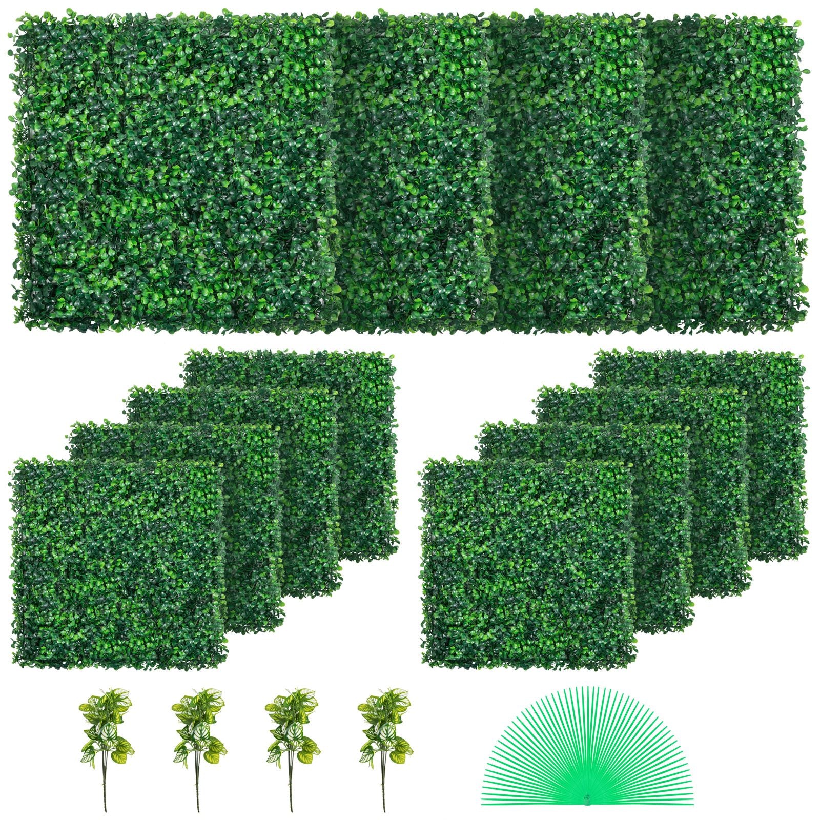 Artificial Boxwood Panel UV 12pcs Boxwood Hedge Wall Panels Artificial Grass Backdrop Wall 20X20