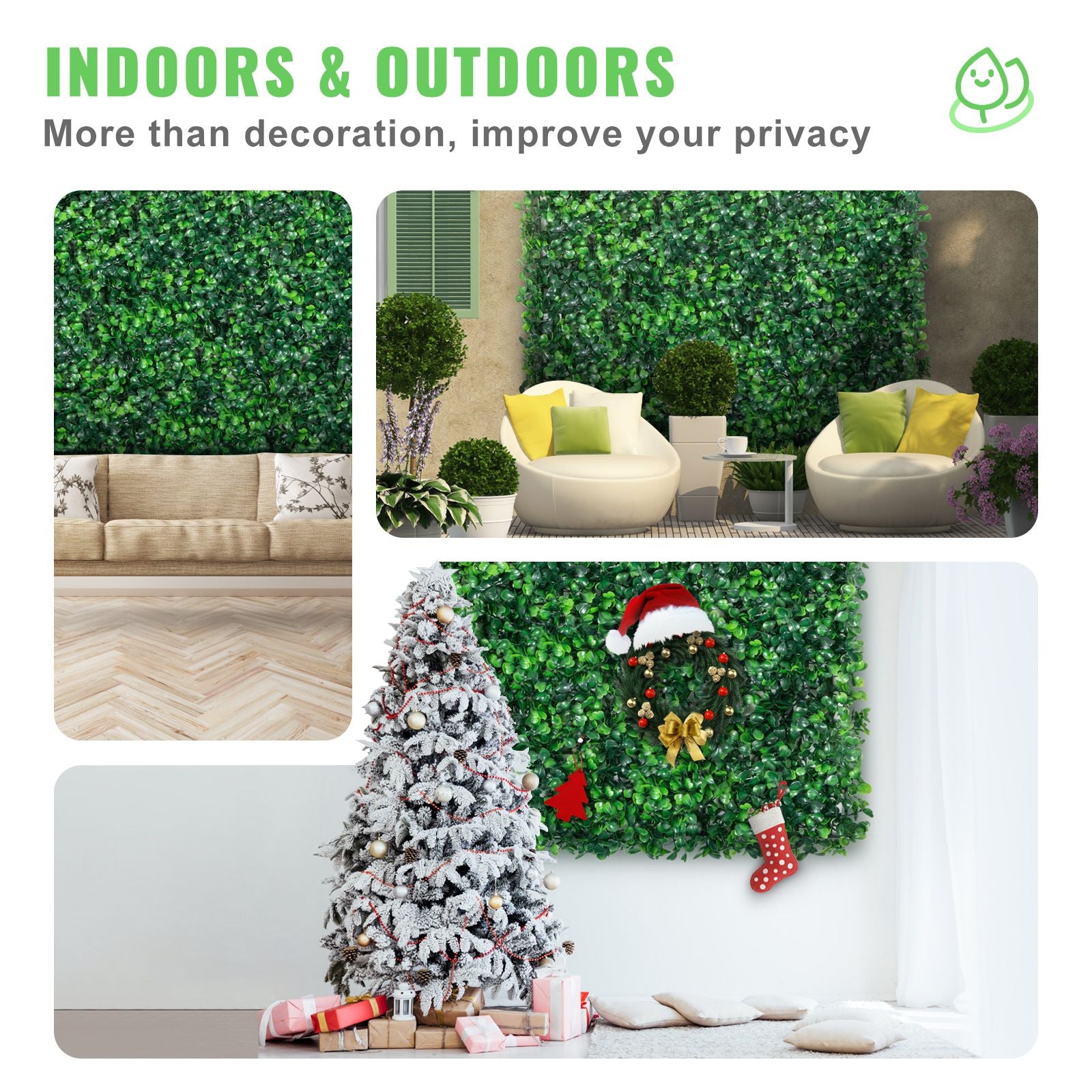 Artificial Boxwood Panel UV 12pcs Boxwood Hedge Wall Panels Artificial Grass Backdrop Wall 20X20