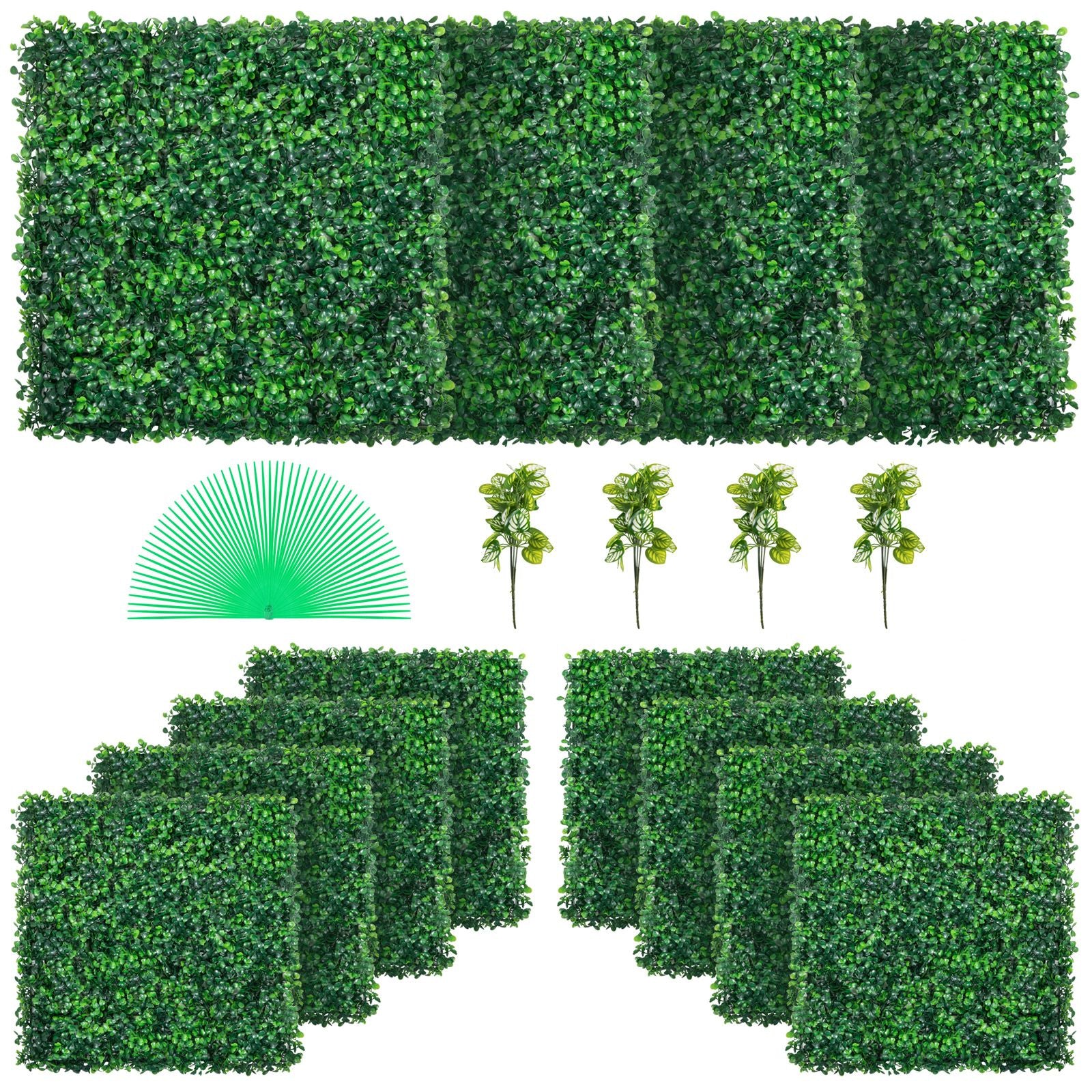 Artificial Boxwood Panel UV 12pcs Boxwood Hedge Wall Panels Artificial Grass Backdrop Wall 20X20