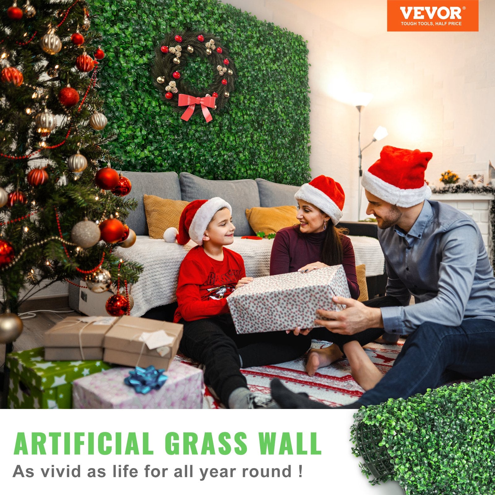 Artificial Boxwood Panel UV 12pcs Boxwood Hedge Wall Panels Artificial Grass Backdrop Wall 20X20