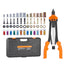Rivet Nut Tool, 16” Rivnut Tool Kit with 13PCS Metric and SAE Mandrels, 186PCS Rivet Nuts, M3, M4, 10-24, M5, M6, 1/4-20, 8-32, 5/16-18, M8, 3/8-16, M10, M12, 1/2-13, Semi-auto Retraction