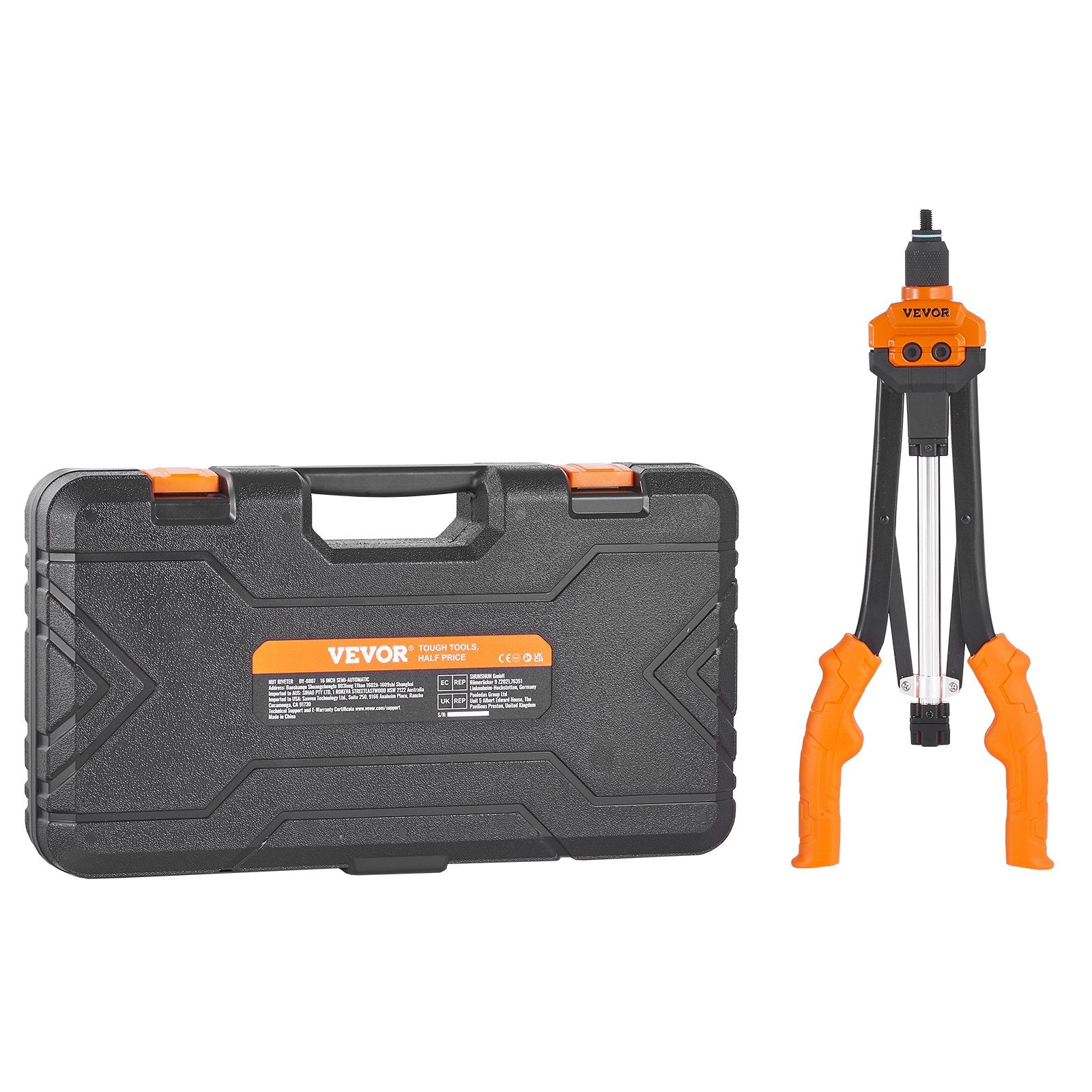 Rivet Nut Tool, 16” Rivnut Tool Kit with 13PCS Metric and SAE Mandrels, 186PCS Rivet Nuts, M3, M4, 10-24, M5, M6, 1/4-20, 8-32, 5/16-18, M8, 3/8-16, M10, M12, 1/2-13, Semi-auto Retraction