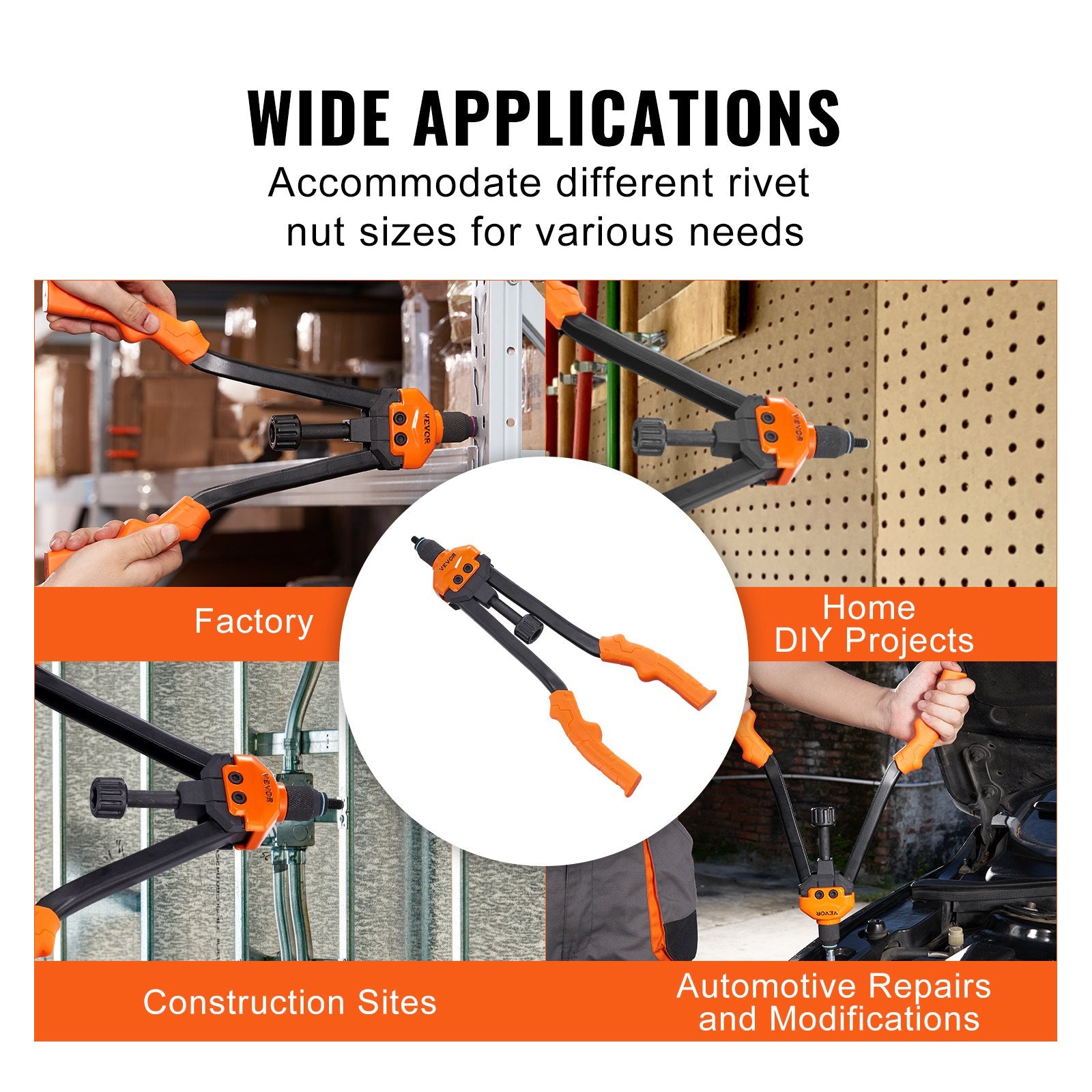 Rivet Nut Tool, 16” Rivnut Tool Kit with 13PCS Metric and SAE Mandrels, 186PCS Rivet Nuts, M3, M4, 10-24, M5, M6, 1/4-20, 8-32, 5/16-18, M8, 3/8-16, M10, M12, 1/2-13, With Carrying Case