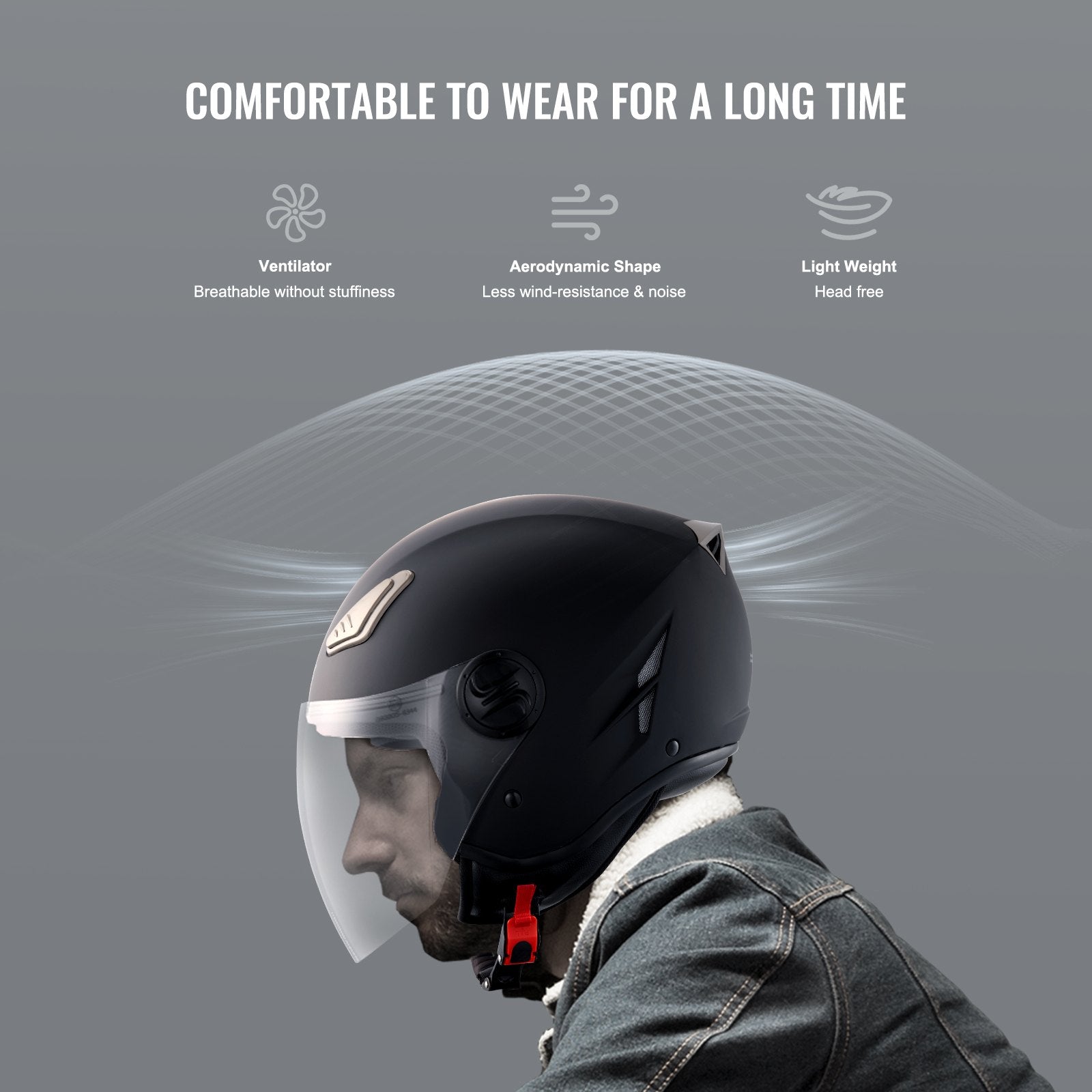 3/4-Face Motorcycle Helmet Motocross Helmet with Bluetooth Communication