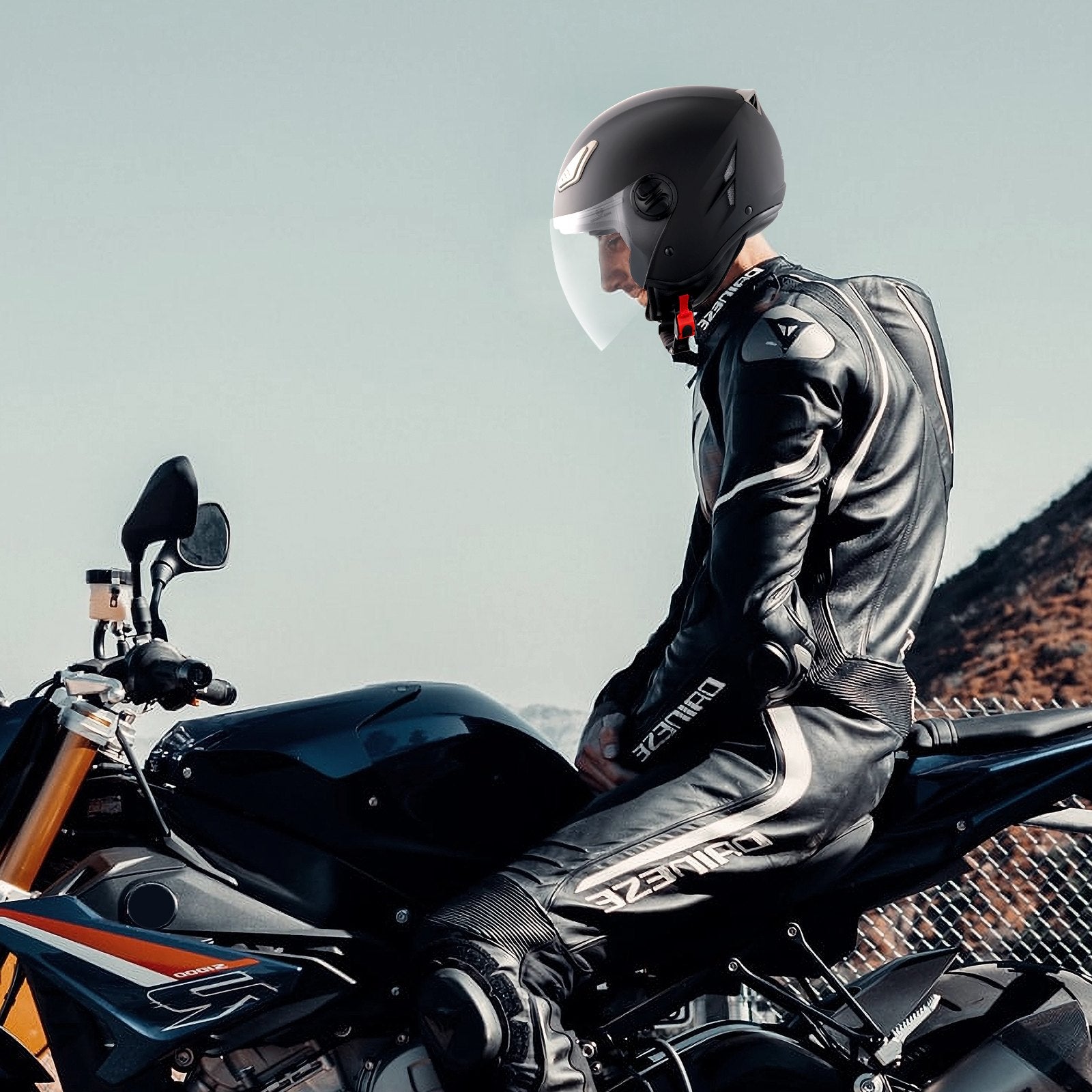 3/4-Face Motorcycle Helmet Motocross Helmet with Bluetooth Communication