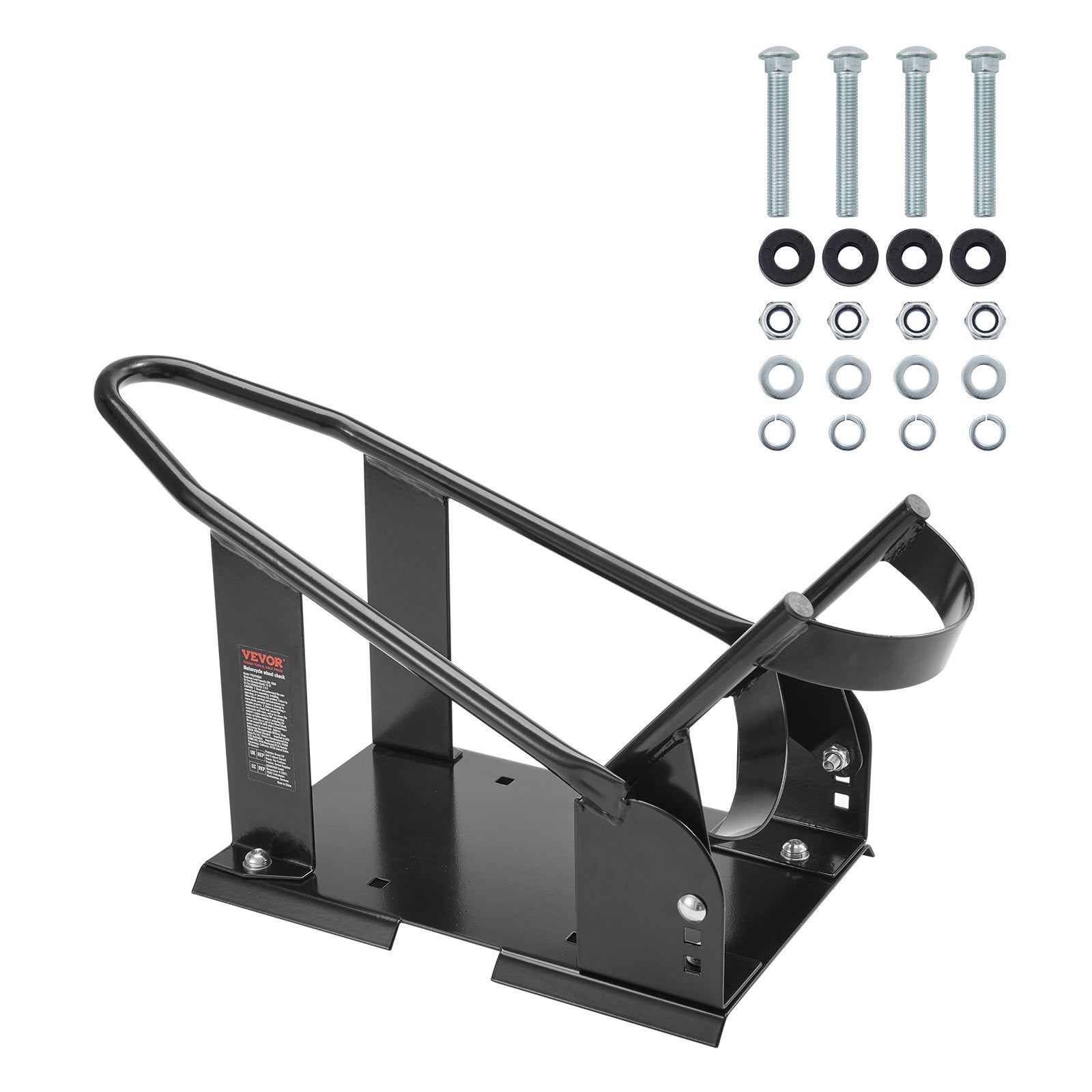 Motorcycle Wheel Chock, 816.5 kg Capacity Wheel Cradle Holder, Heavy-duty Steel Motorcycle Front Wheel Stand with 3 Adjustable Holes, For 381-533.4 mm Off-Road Motorcycles, Standard Motorcycles