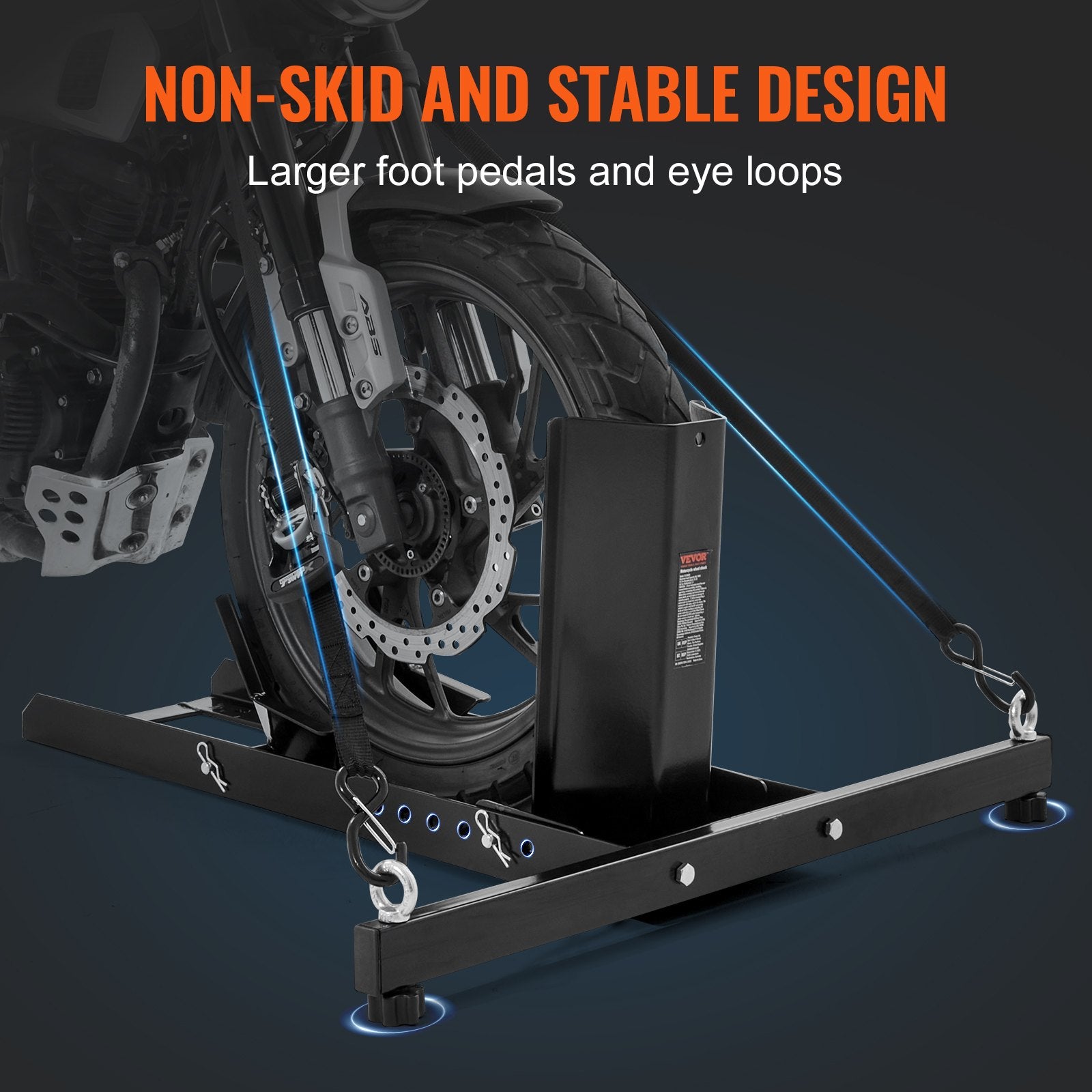Motorcycle Wheel Chock Upright, 816.5 kg Capacity, Heavy-duty Steel Motorcycle Front Wheel Stand with 6 Adjustable Holes, For 381-558.8 mm Off-Road Motorcycles, Standard Motorcycles
