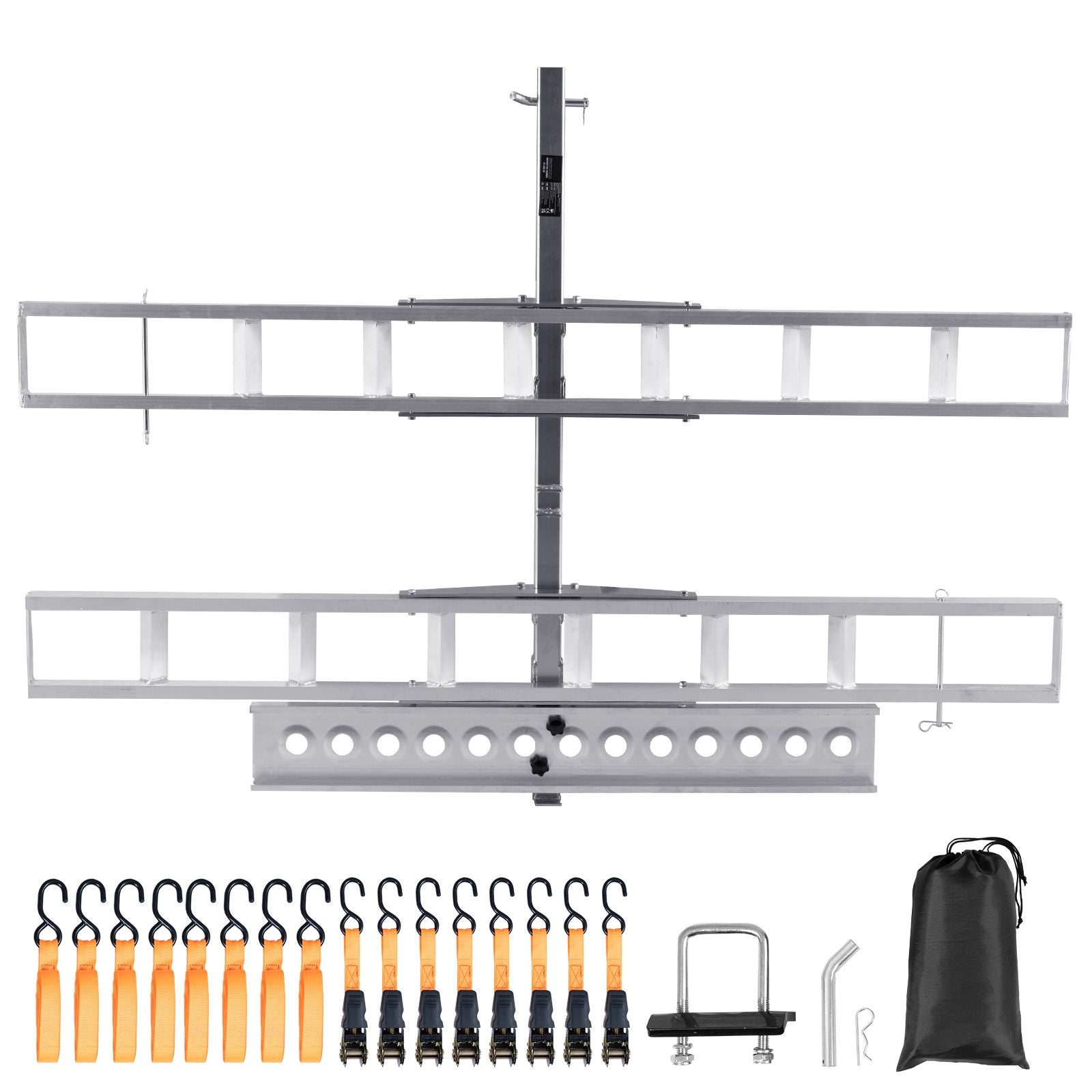 Motorcycle Carrier, 2-Bike 272.15KGS Aluminum Motorcycle Carrier Hitch Mount, Loading Ramp, Scooter Dirt Bike Trailer Hauler, Ratchet Straps and Stabilizer, for Car, Truck with 2" Hitch Receiver