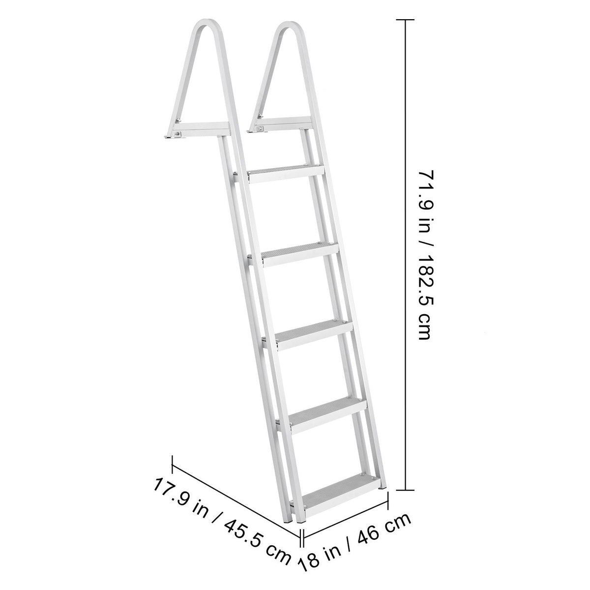 Removable 5 Step Dock Ladder Aluminum Boat Pool Ladder 350lbs Marine