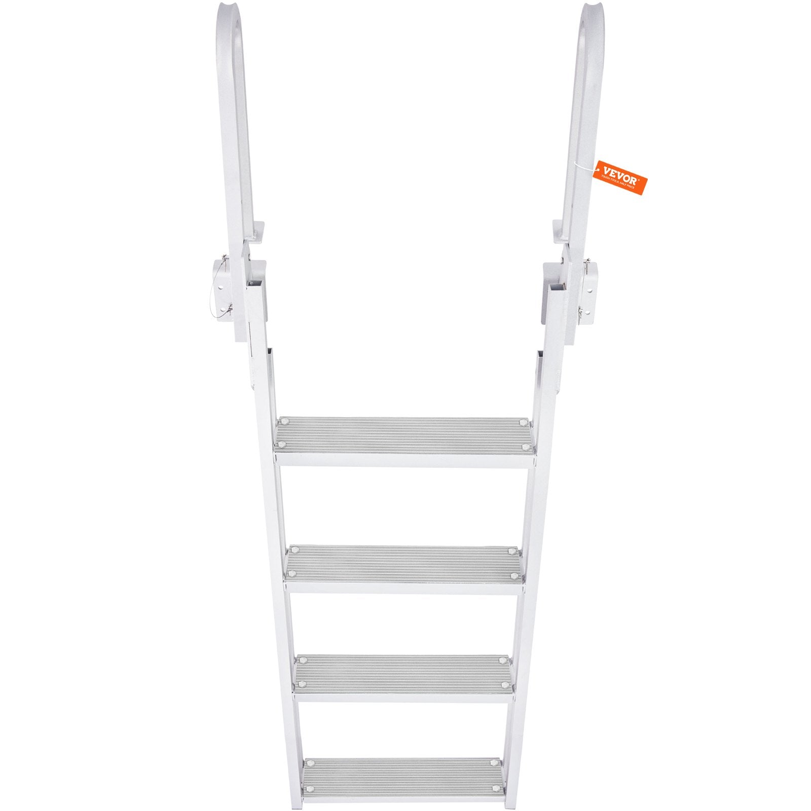 Dock Ladder Flip Up 4 Steps, 159 kg Load Capacity, Aluminum Pontoon Boat Ladder with 4