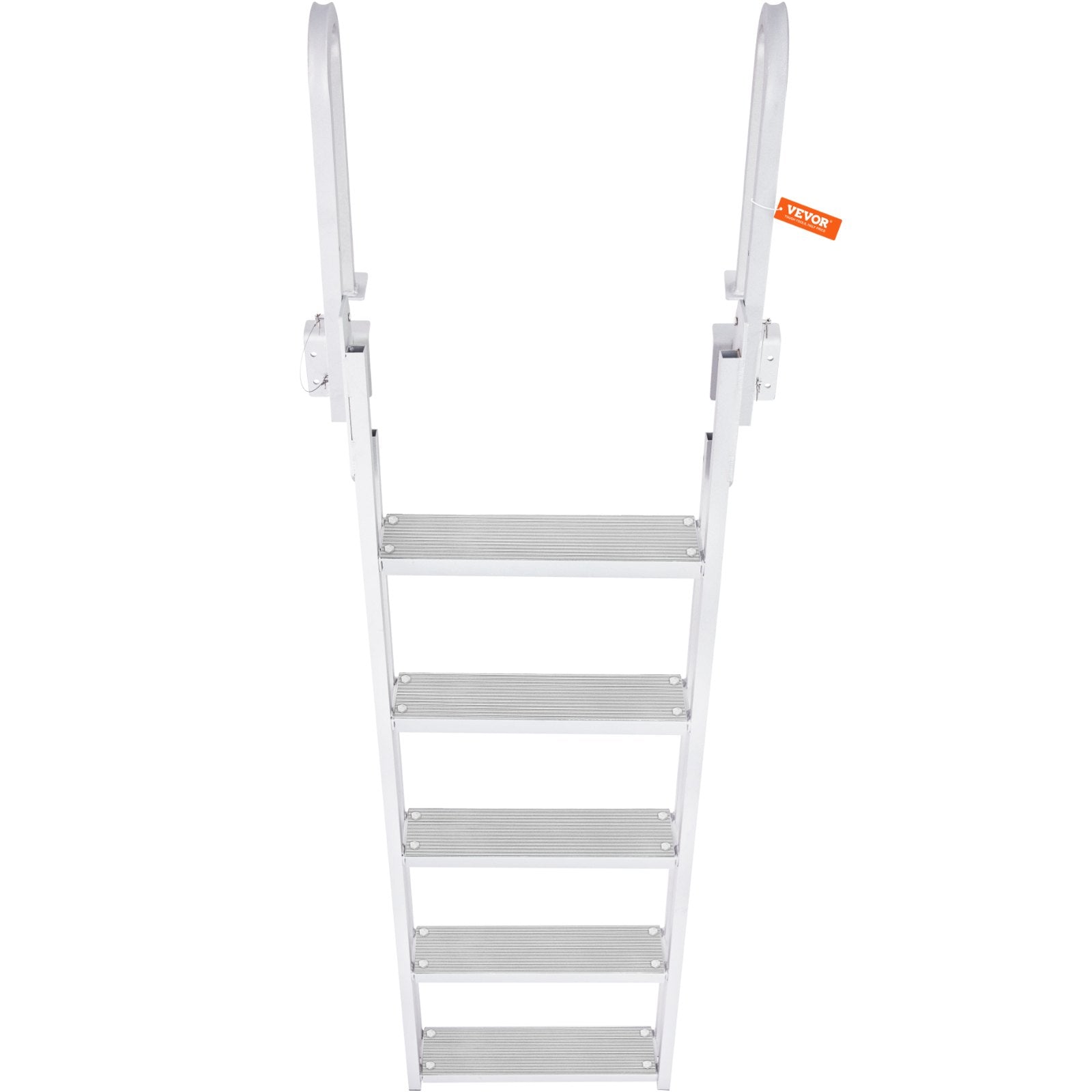 Dock Ladder Flip Up 5 Steps, 350lbs Load Capacity, Aluminum Pontoon Boat Ladder with 4
