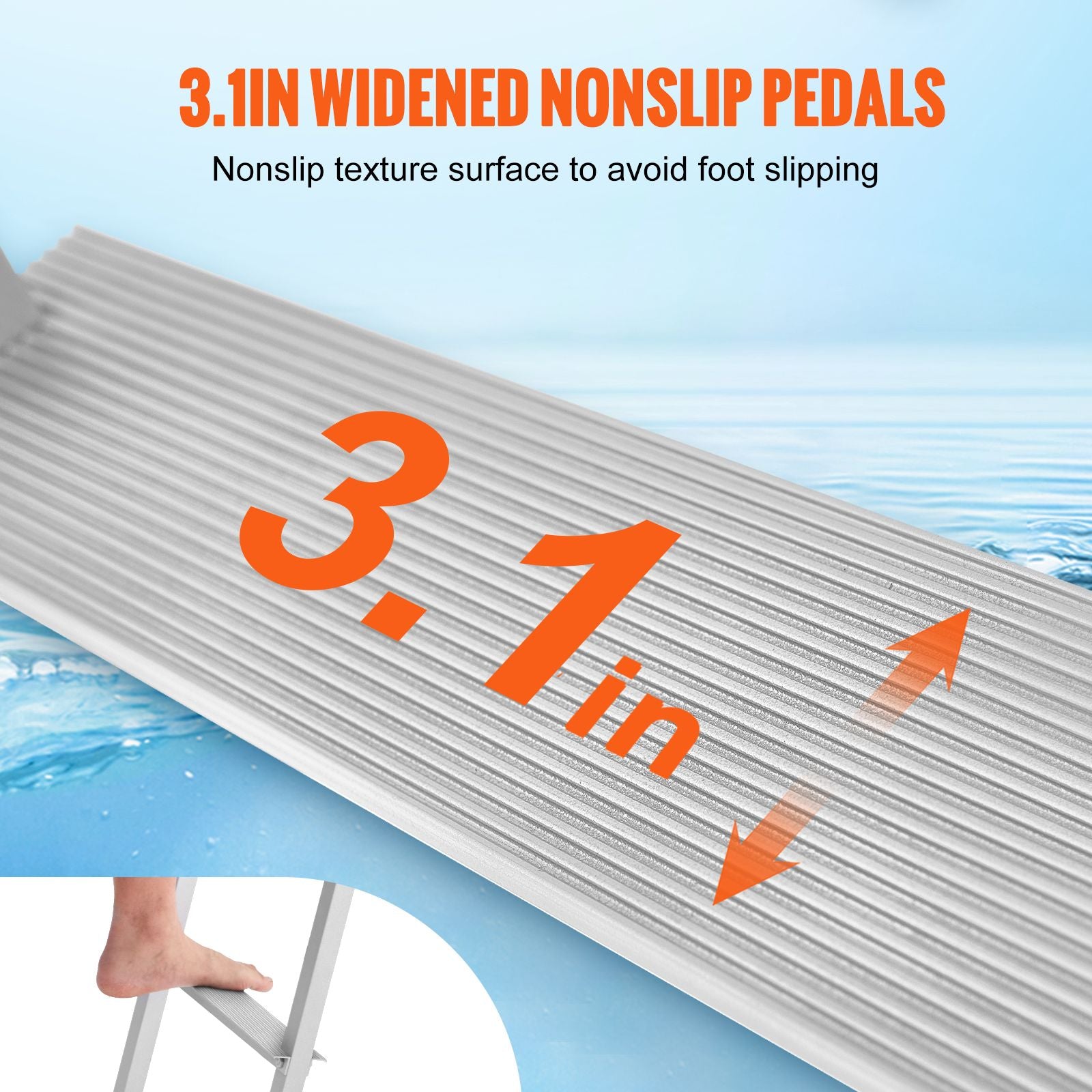 4 Step Aluminum Dock Ladder 500lbs Pontoon Boat Ladder Removable Marine