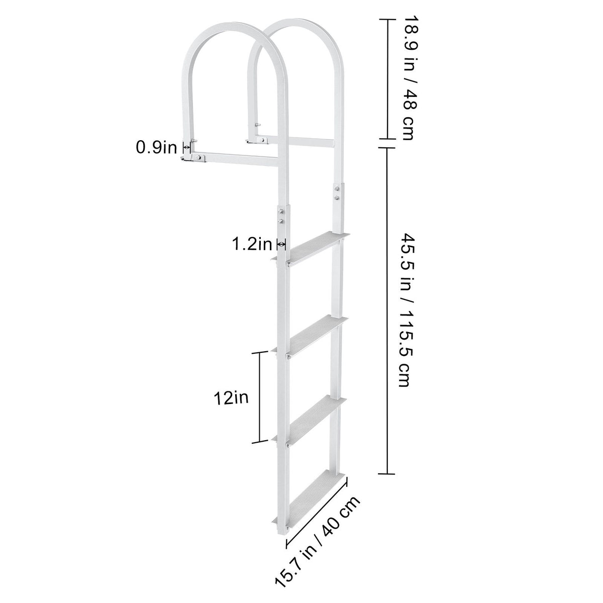 4 Step Aluminum Dock Ladder 500lbs Pontoon Boat Ladder Removable Marine