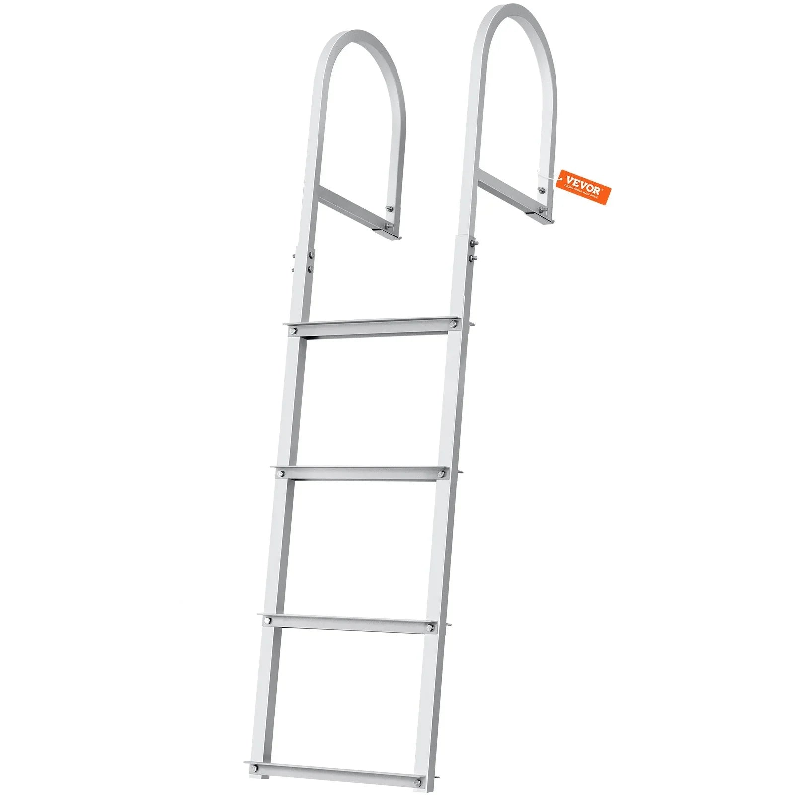 Dock Ladder, Removable 4 Steps, 500 lbs Load Capacity, Aluminum Alloy Pontoon Boat Ladder with 3.1'' Wide Step & Nonslip Rubber Mat, Easy to Install for Ship/Lake/Pool/Marine Boarding