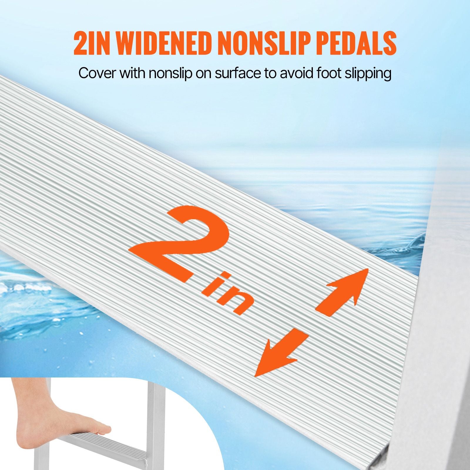 3 Step Flip Up Dock Ladder Aluminum Boat Ladder 159kg Marine Boarding