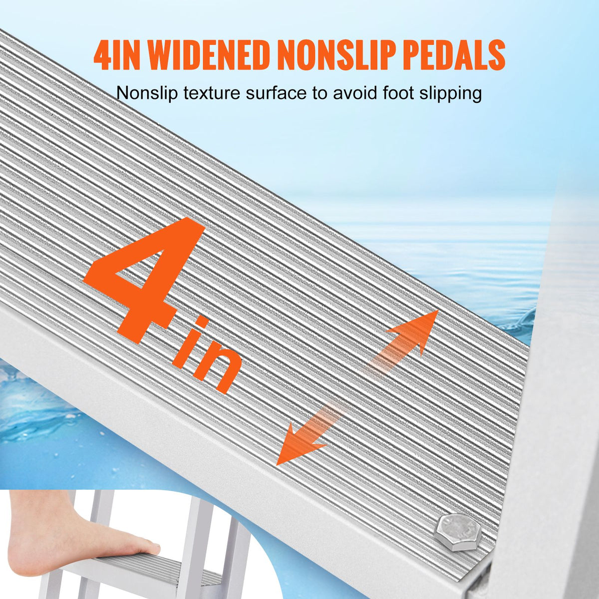 5 Step Retractable Dock Ladder Aluminum Boat Pool Ladder 350lbs Capacity
