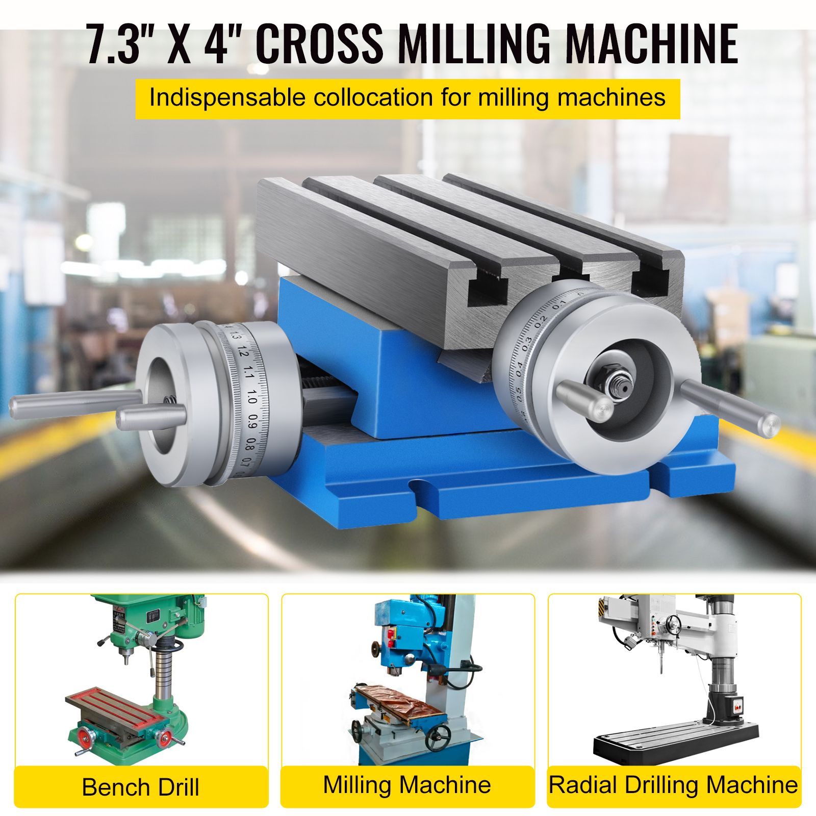 Compound Slide Milling Table – Precision XY, Cast Iron Base, T‑Slots, Adjustable