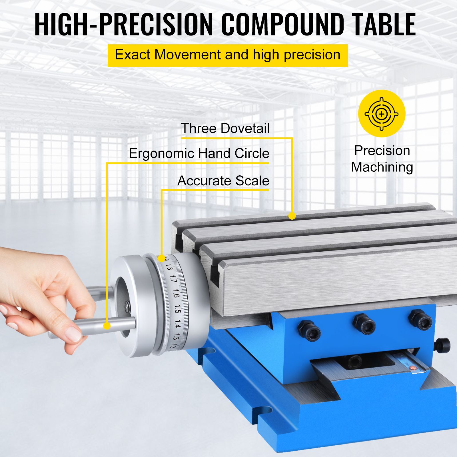 Compound Slide Milling Table – Precision XY, Cast Iron Base, T‑Slots, Adjustable