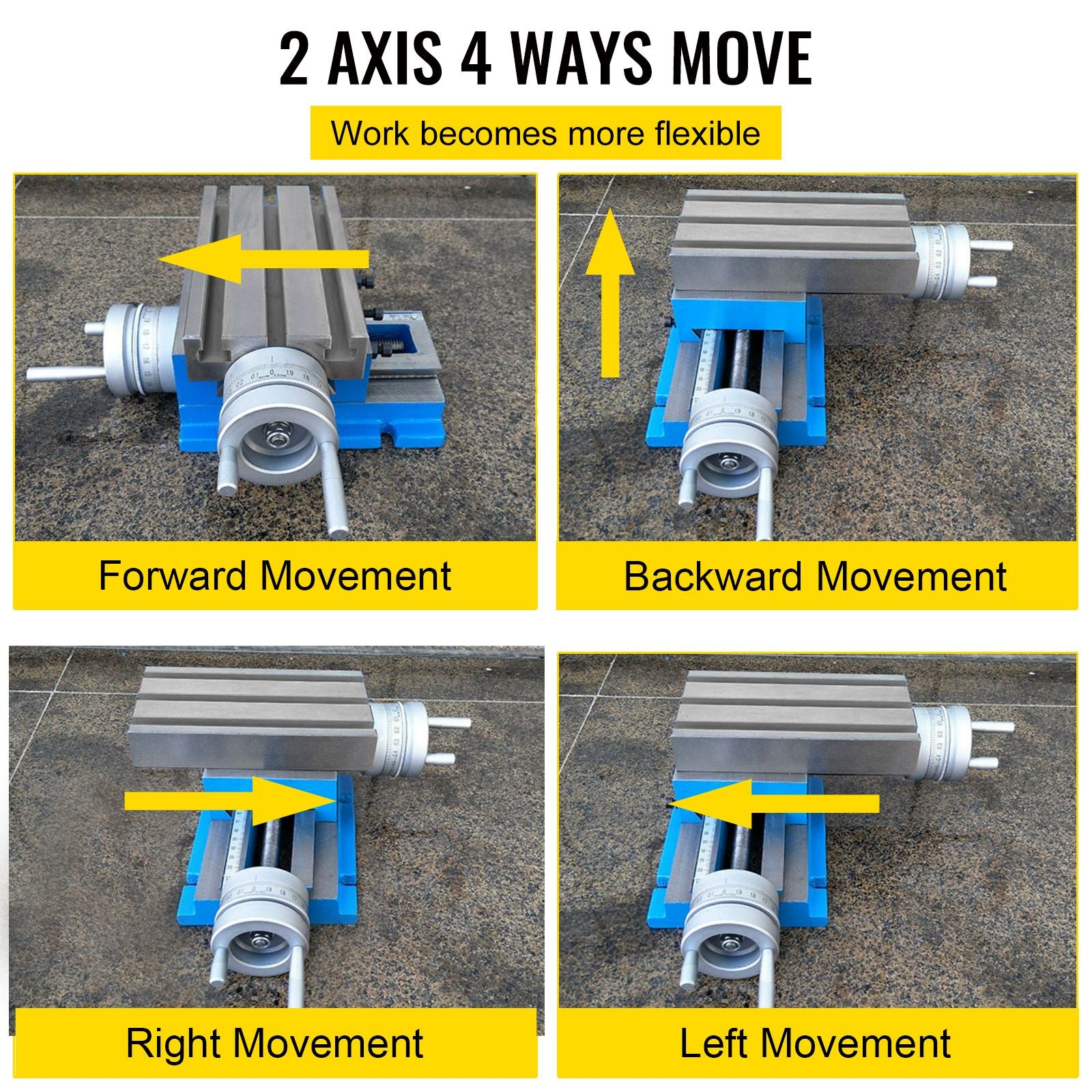 Compound Slide Milling Table – Precision XY, Cast Iron Base, T‑Slots, Adjustable