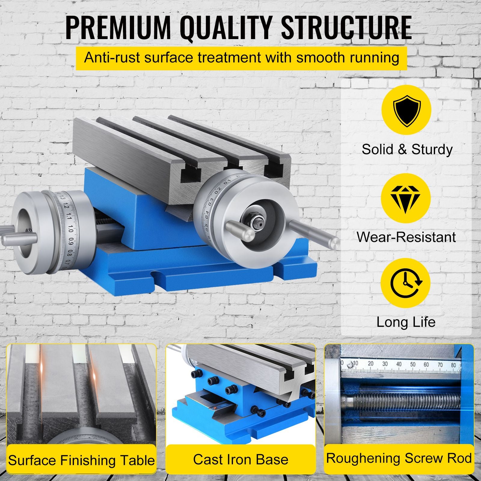 Compound Slide Milling Table – Precision XY, Cast Iron Base, T‑Slots, Adjustable