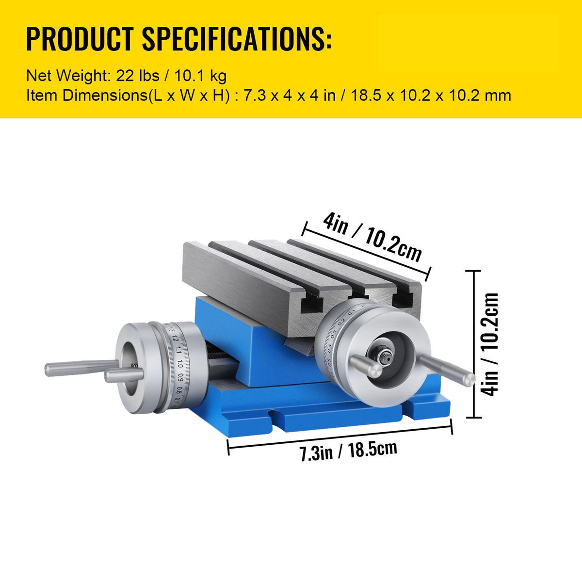Compound Slide Milling Table – Precision XY, Cast Iron Base, T‑Slots, Adjustable