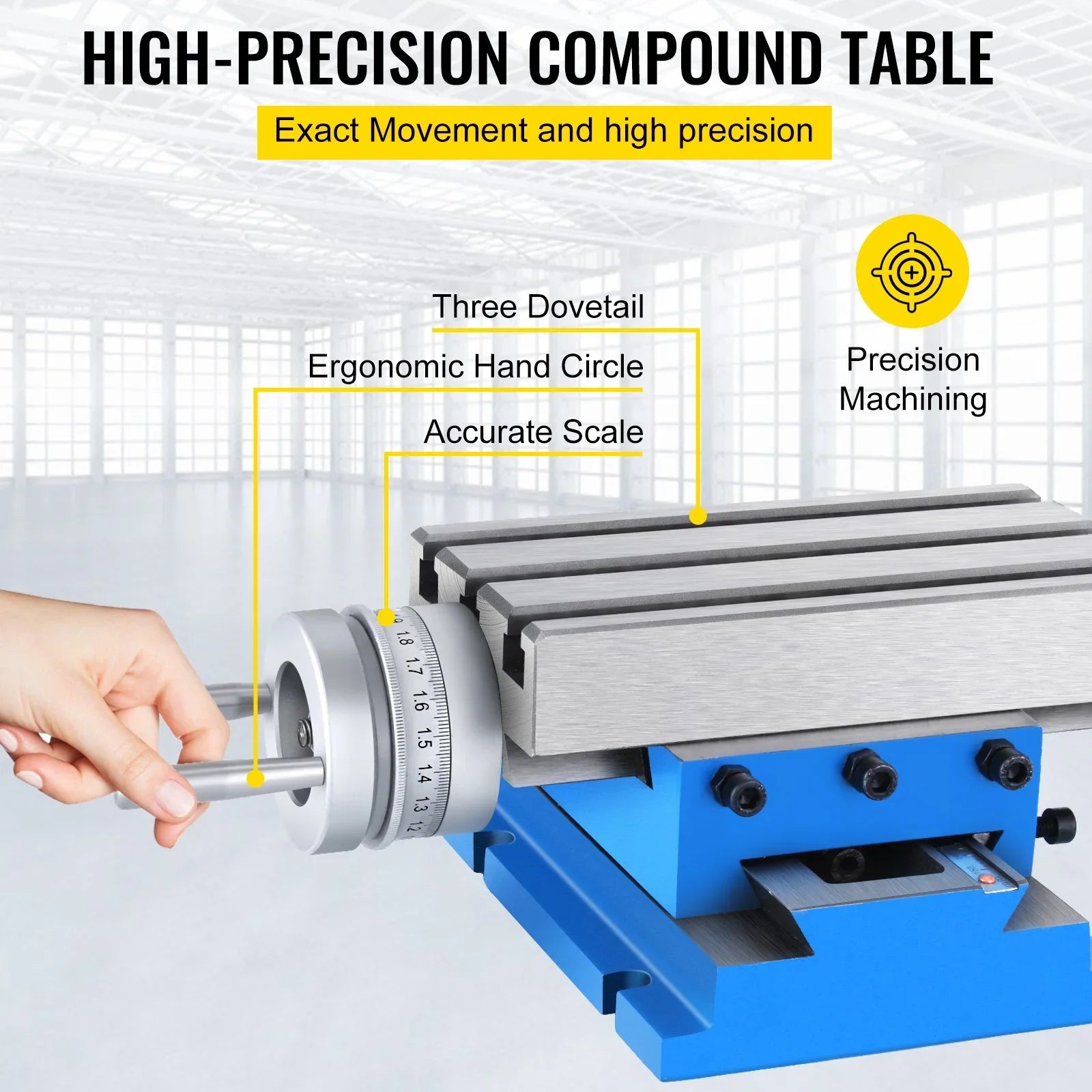Compound Slide Milling Table – Precision XY, Cast Iron Base, T‑Slots, Adjustable