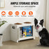 Pet Feeding Station with 2 Elevated Dog Bowls Food and Toy Storage Cabinet Set