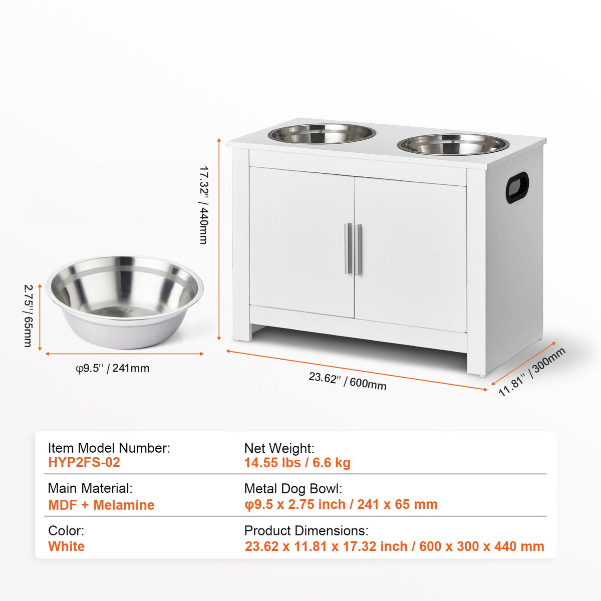 Pet Feeding Station with 2 Elevated Dog Bowls Food and Toy Storage Cabinet Set