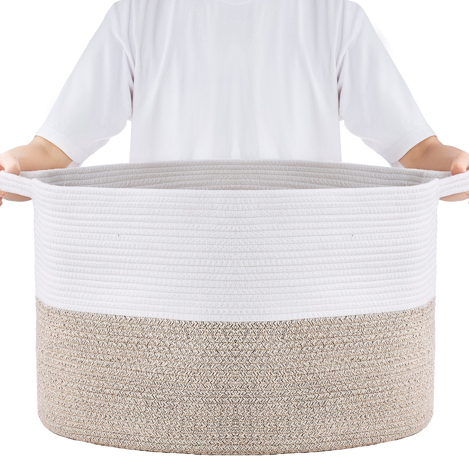 VEVOR Cotton Rope Storage Basket 87L Woven Blanket Basket 20 x 20 x 14 in