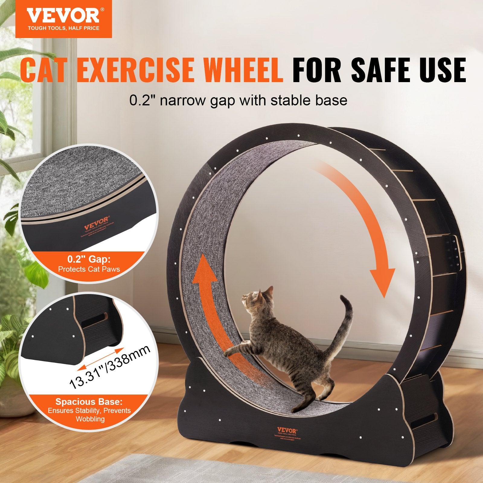 Wooden Cat Exercise Wheel, 43.3