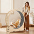 Cat Exercise Wheel, 120cm Wooden Cat Running Wheel for Indoor Cats up to 12.7kg Cats Treadmill with Carpeted Runway & Locking Mechanism, Quiet Roller Kitten Sport Toys for Pets Fitness & Health