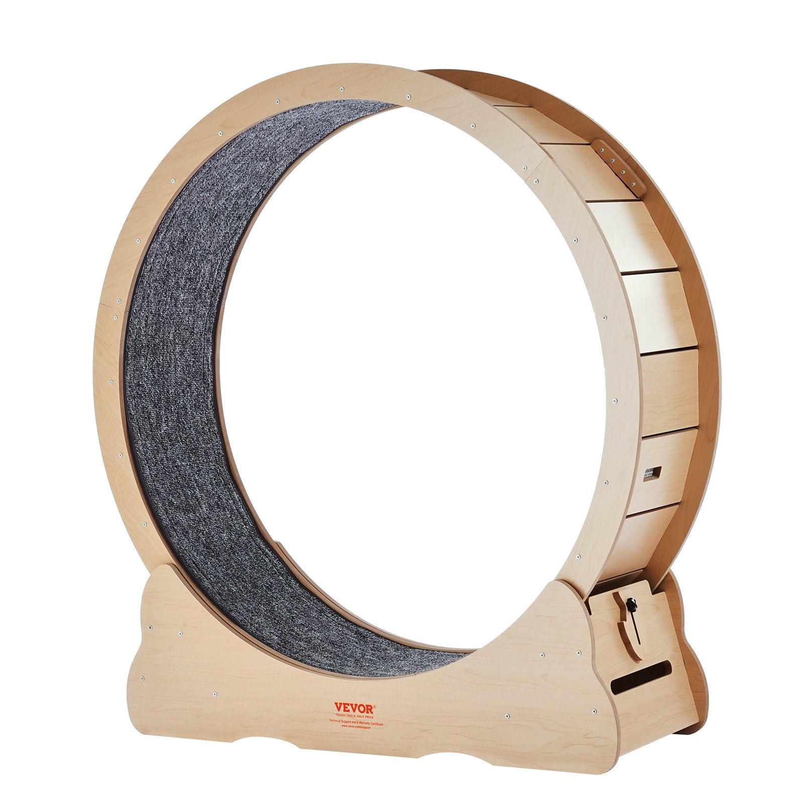 Wooden Cat Exercise Wheel, 43.3" Large Cat Treadmill Wheel for Indoor Cats, Cat Running Wheel with Detachable Carpet & Cat Teaser for Running/Walking/Training, Suitable for Most Cats Yellow