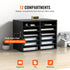 Wood Literature Organizer Adjustable File Sorter 12 Compartments Black