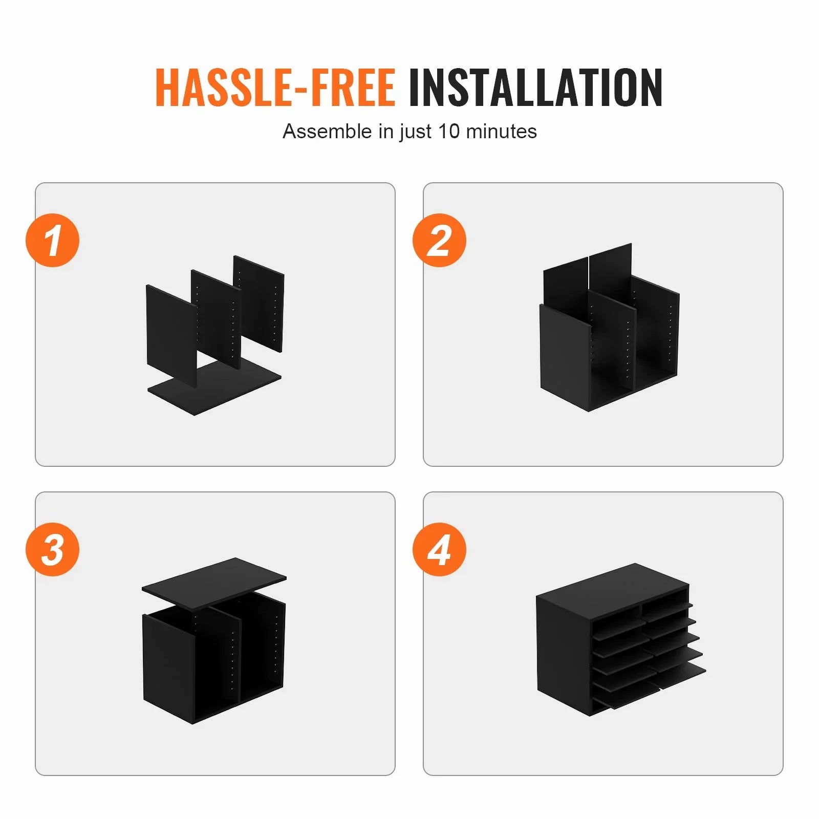 Wood Literature Organizer Adjustable File Sorter 12 Compartments Black