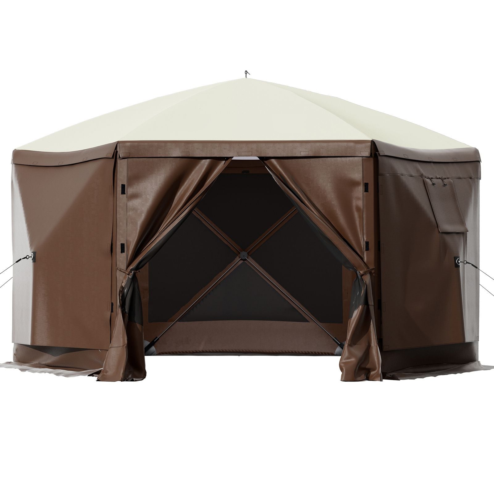 Pop-up Camping Gazebo Camping Canopy Shelter 6 Sided 10' x 10' Sun Shade