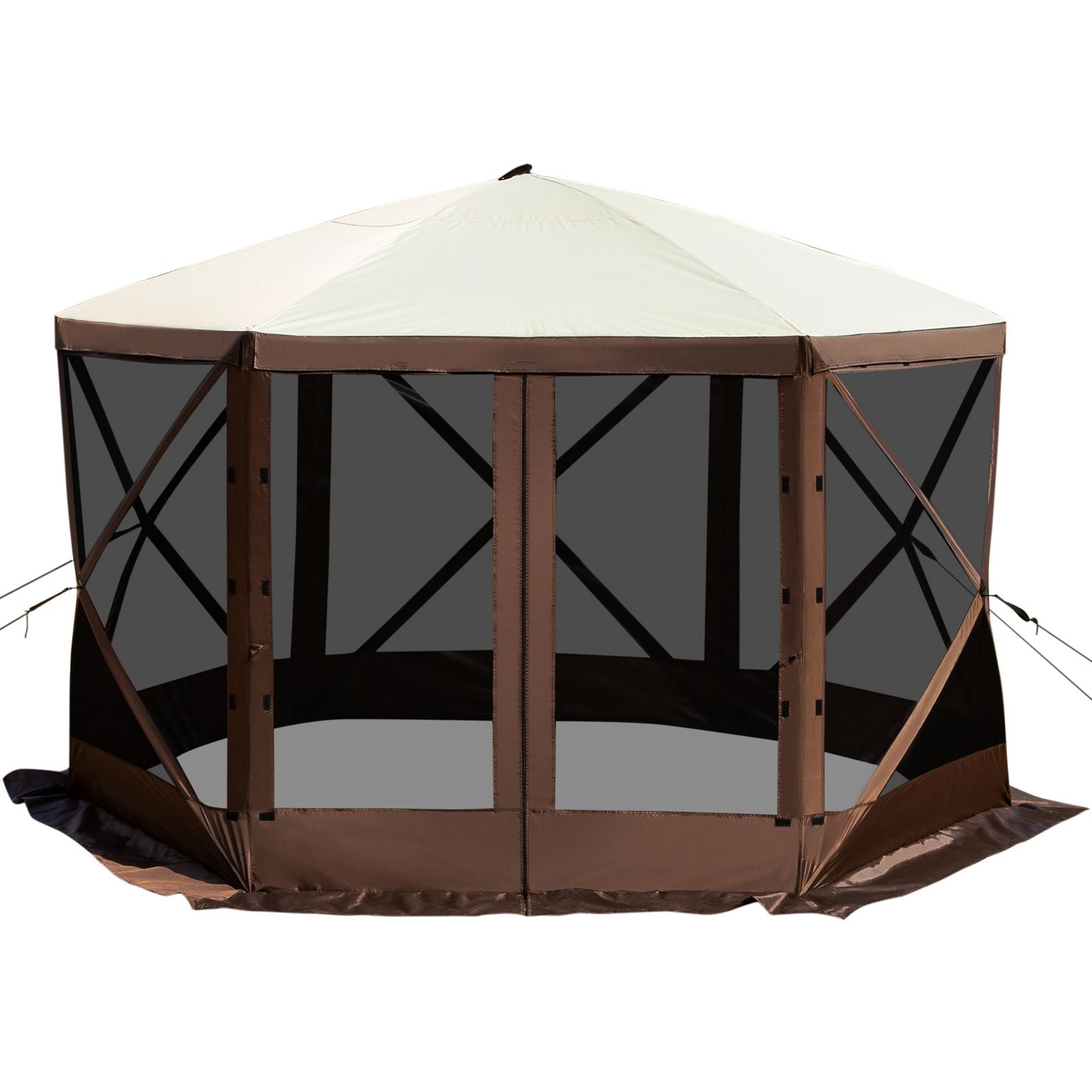 Pop-up Camping Gazebo Camping Canopy Shelter 6 Sided 10' x 10' Sun Shade