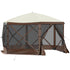 Pop-up Camping Gazebo Camping Canopy Shelter 6 Sided 10' x 10' Sun Shade