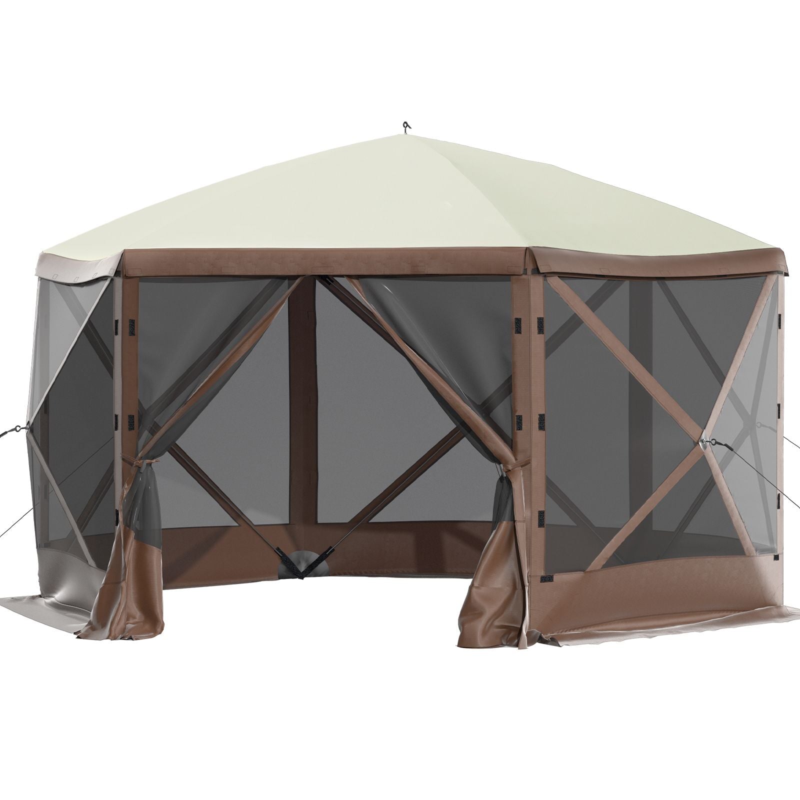 Pop-up Camping Gazebo Camping Canopy Shelter 6 Sided 10' x 10' Sun Shade