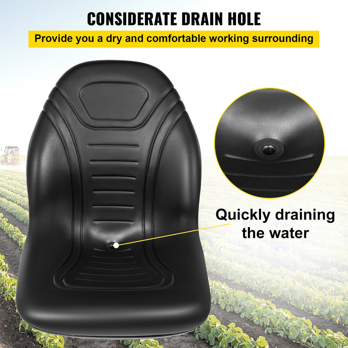 Universal Tractor Seat Replacement High Back Mower Forklift Seat Black Vinyl