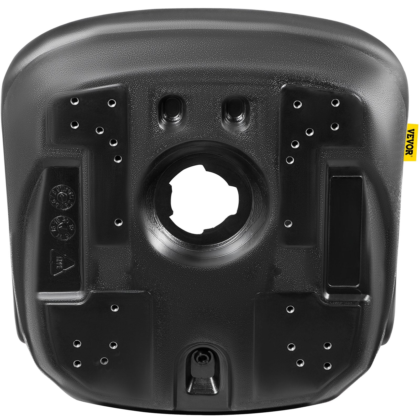 Universal Lawn Tractor Seat Replacement, Compact High Back Mower Seat, Black Vinyl Forklift Seat, Central Drain Hole Skid Steer Seat with Mounting Bolt Patterns of 8