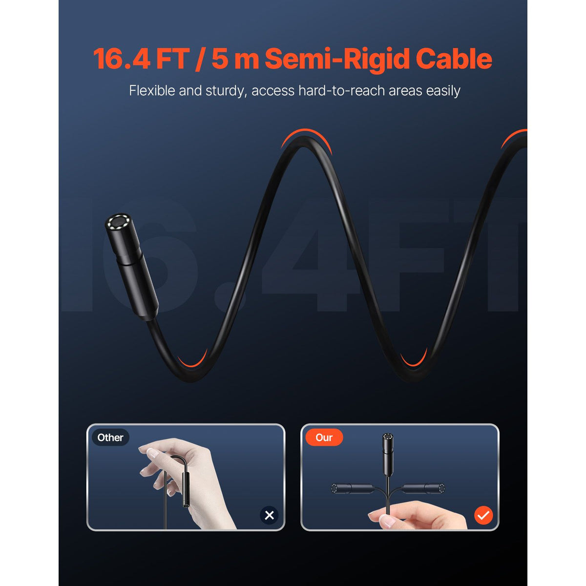 1920P HD Endoscope Camera 5m Borescope with LED Light IP67 Waterproof