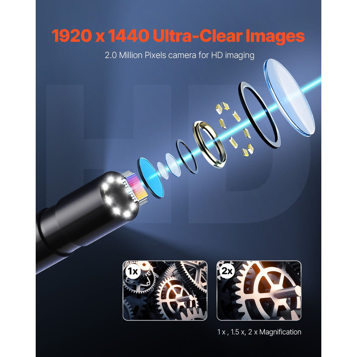 1920P HD Endoscope Camera 5m Borescope with LED Light IP67 Waterproof