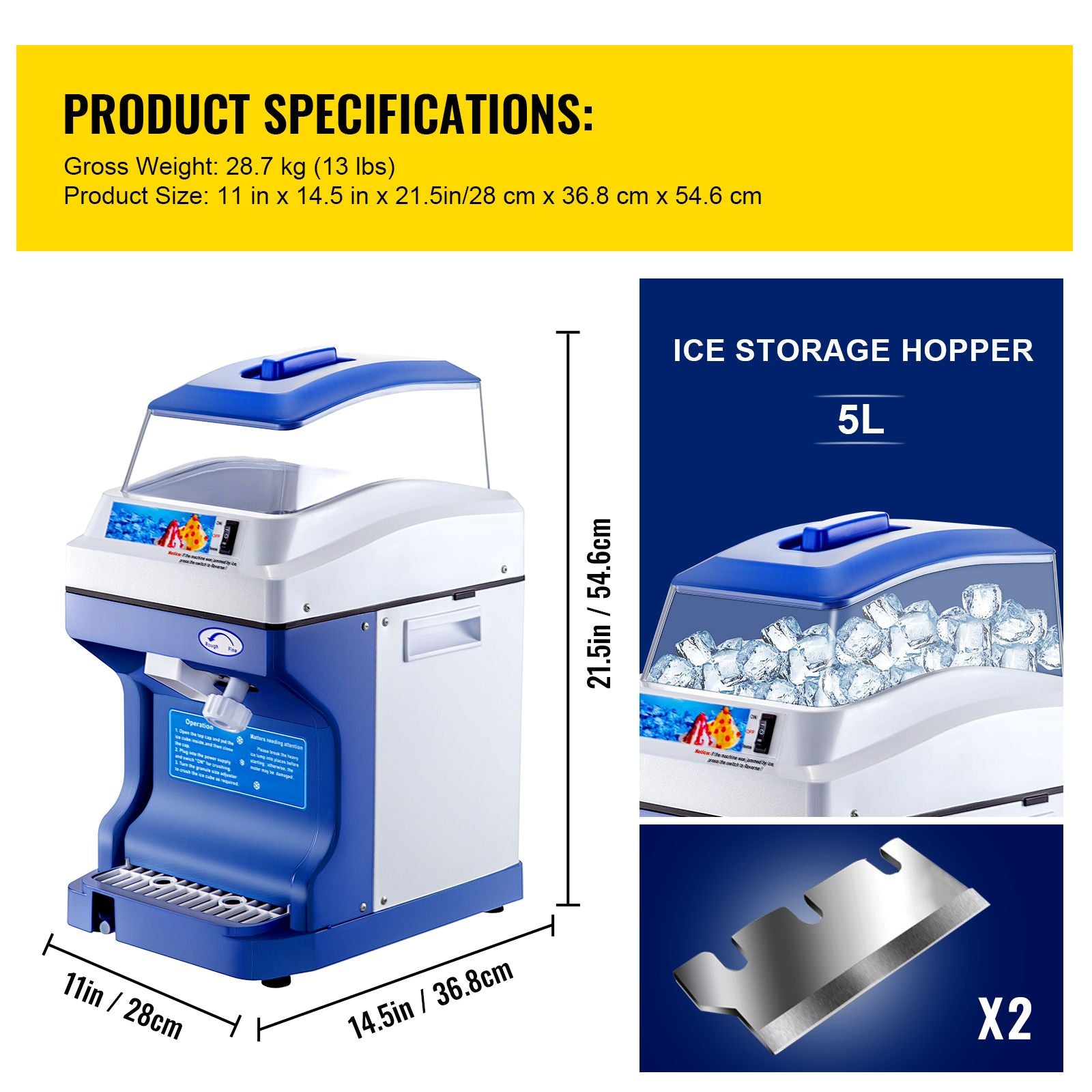 Commercial Ice Shaver Ice Shaving Machine Crusher Snow Cone Maker 200KG/H