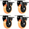 Caster Wheels, 101.6 mm Swivel Plate Casters, Set of 4, with Security A/B Locking No Noise PVC Wheels, Heavy Duty 159 kg Load Capacity Per Caster, Non-Marking Wheels for Cart Furniture Workbench