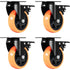 Caster Wheels, 101.6 mm Swivel Plate Casters, Set of 4, with Security A/B Locking No Noise PVC Wheels, Heavy Duty 159 kg Load Capacity Per Caster, Non-Marking Wheels for Cart Furniture Workbench